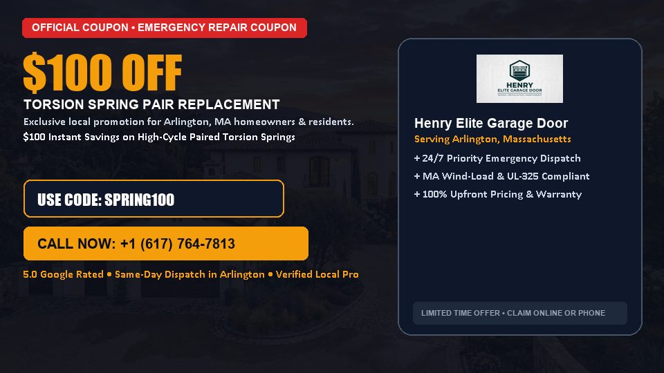 Henry Elite Garage Door $100 OFF Dual Torsion Spring Replacement